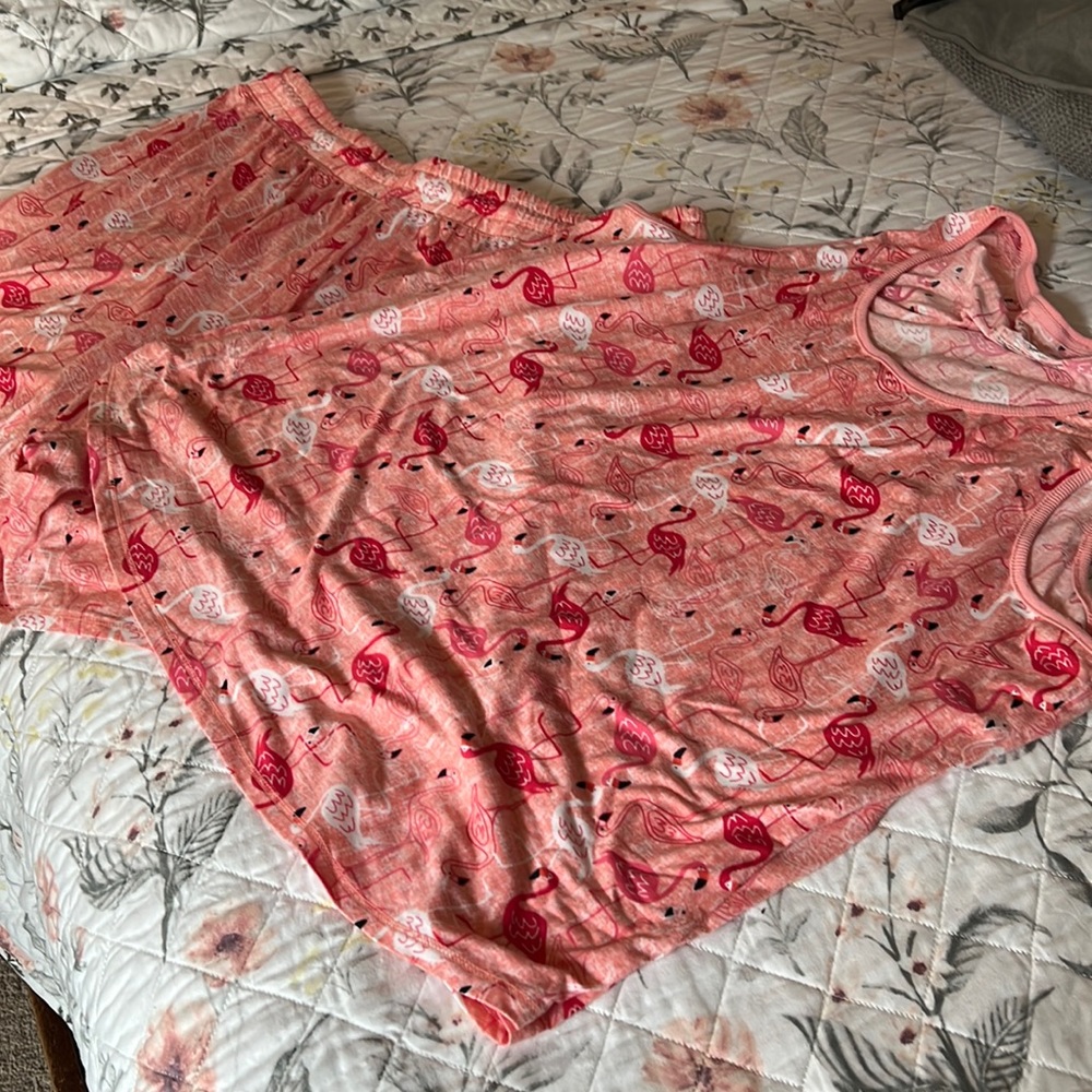 Tank top pajama shirt set pink size 1X